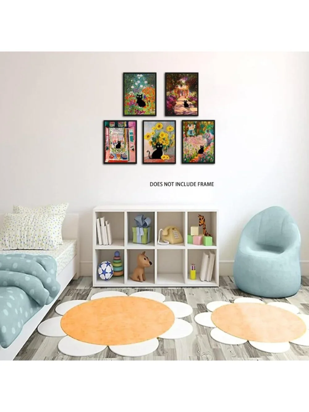 Cute Black Cat Wall Art Set of 9, Vintage Aesthetic Animal Prints for Home Decor
